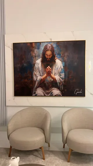 Quadro Jesus Grid Art na casa de Jussiê Lopes