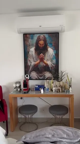 Quadro Jesus Grid Art na casa de Kleber Oliveira