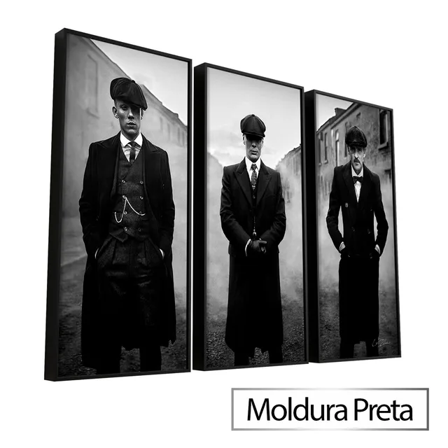 Trio Peaky Blinders com acabamento em moldura preta