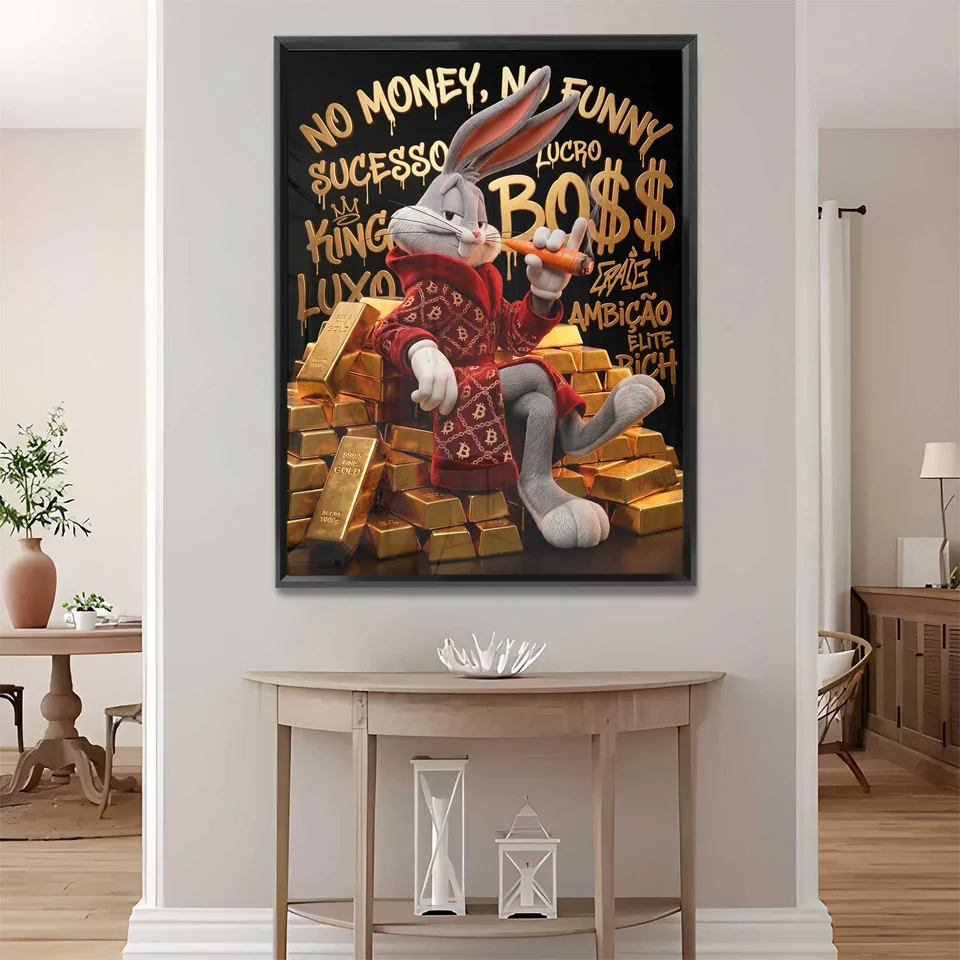 Quadro The Boss Bunny Grafite Dourado (8)