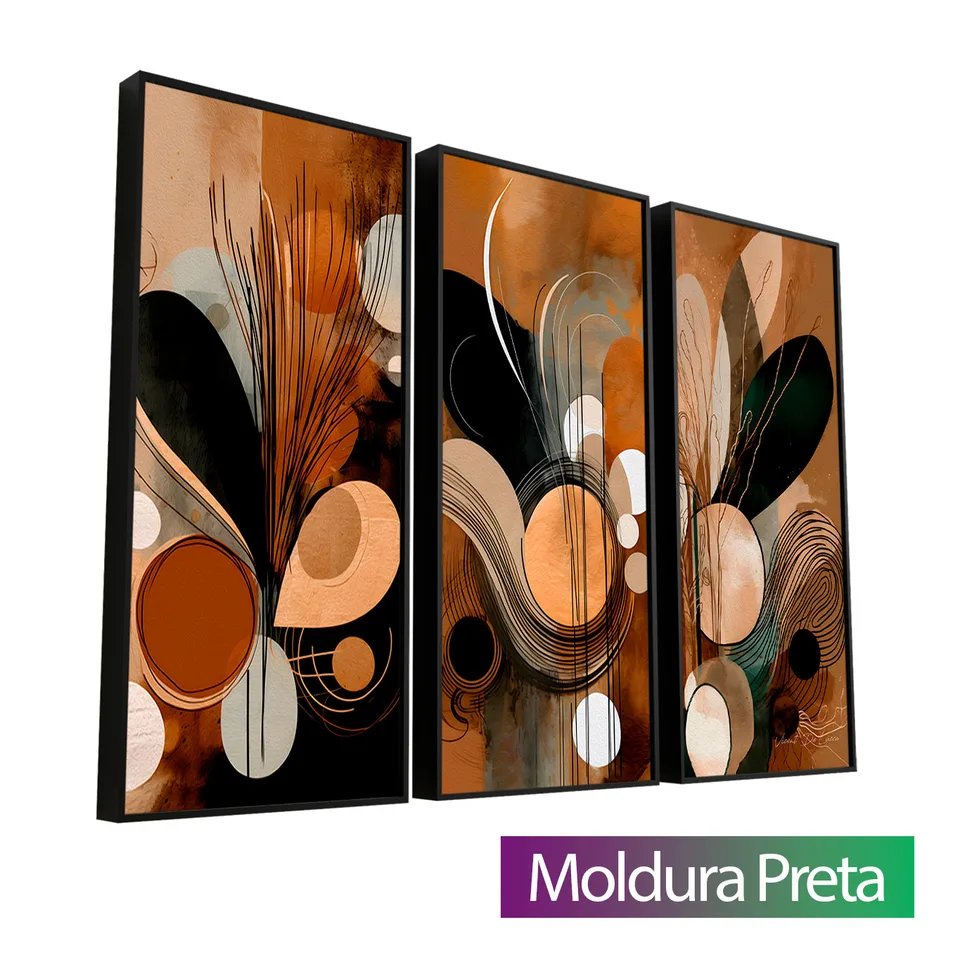 Quadro Boho Areia e Terra 3 Peças