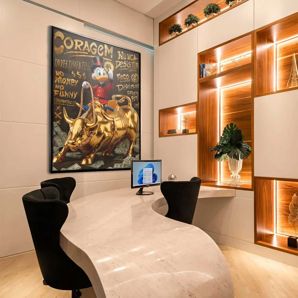 7268 Quadro The Duck’s Wall Street Grafite Dourado (9)