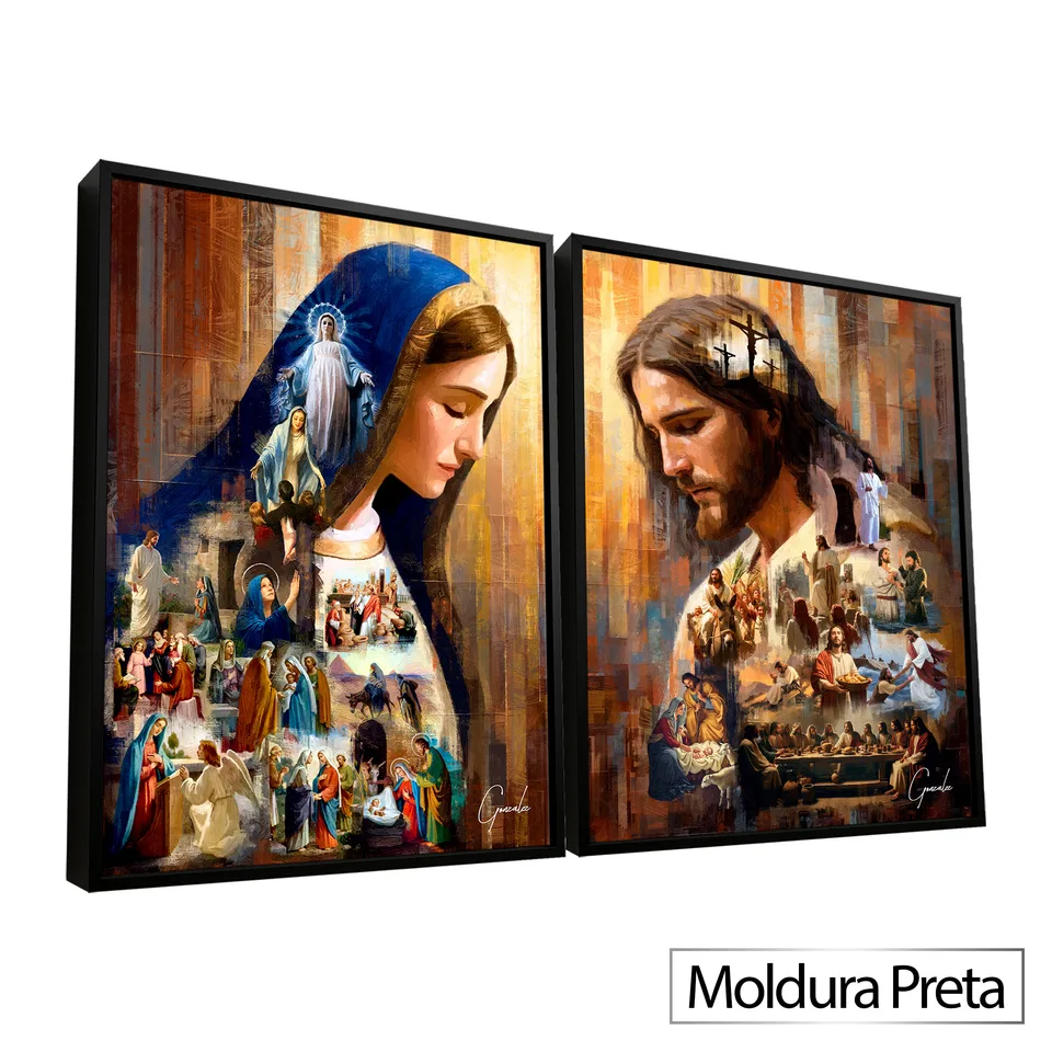 Quadro O Legado de Jesus e Maria 2 Peças
