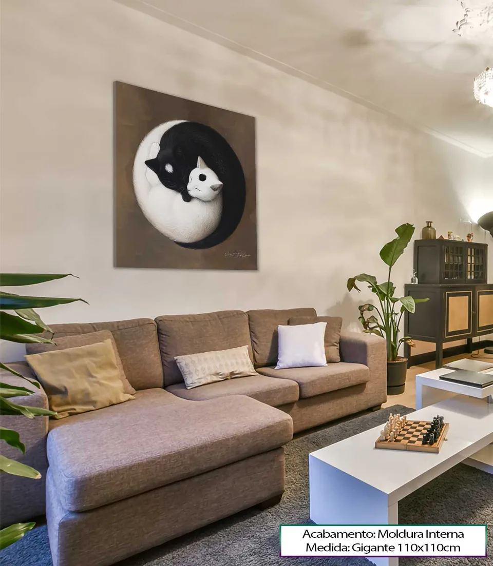 8827 Quadro Gatos Yin-Yang