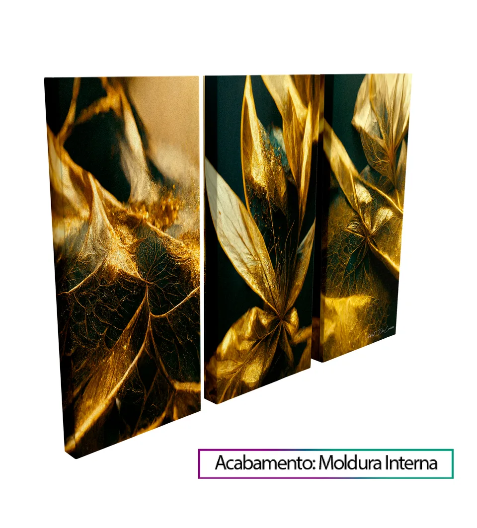 Quadro Folhas de Ouro — Moldura Interna, Médio 93x62