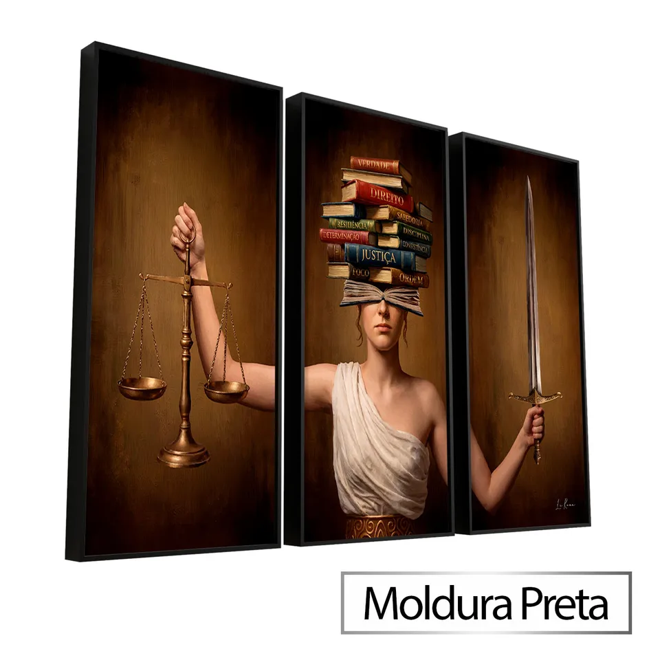 Quadro Themis Guardiã da Lei 3 Peças