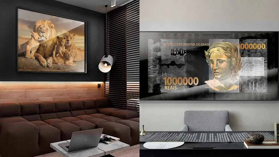 Quadro para sala de TV: onde pendurar sem competir com a tela