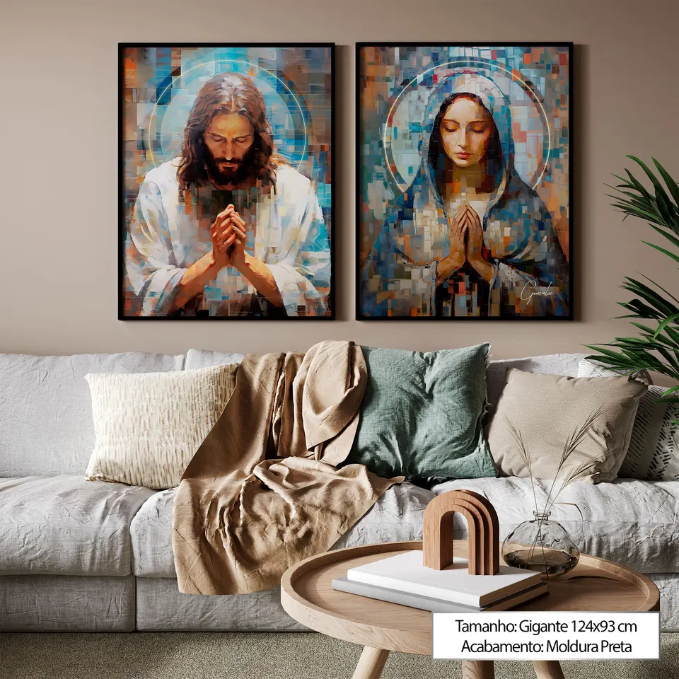 8741 Quadro Jesus e Maria Grid Art 2 Peças (20)