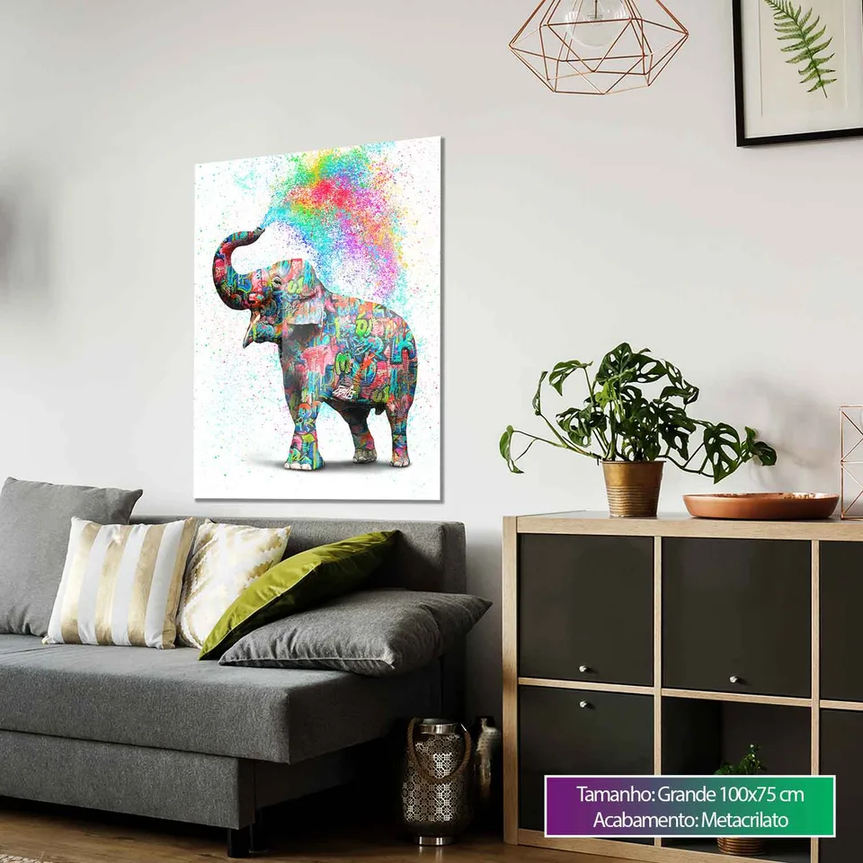 Quadro Elefante Colorido Grafite CRAIG — foto 4