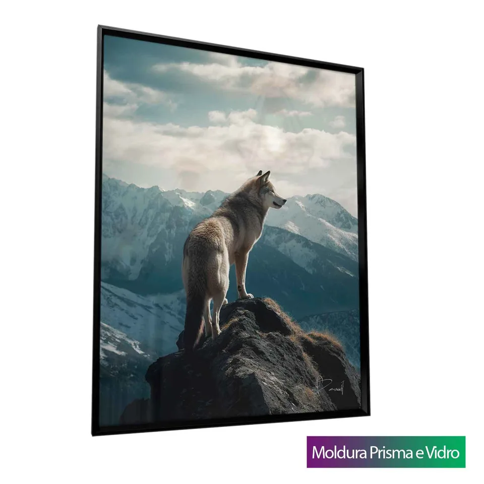Quadro Lobo na Montanha