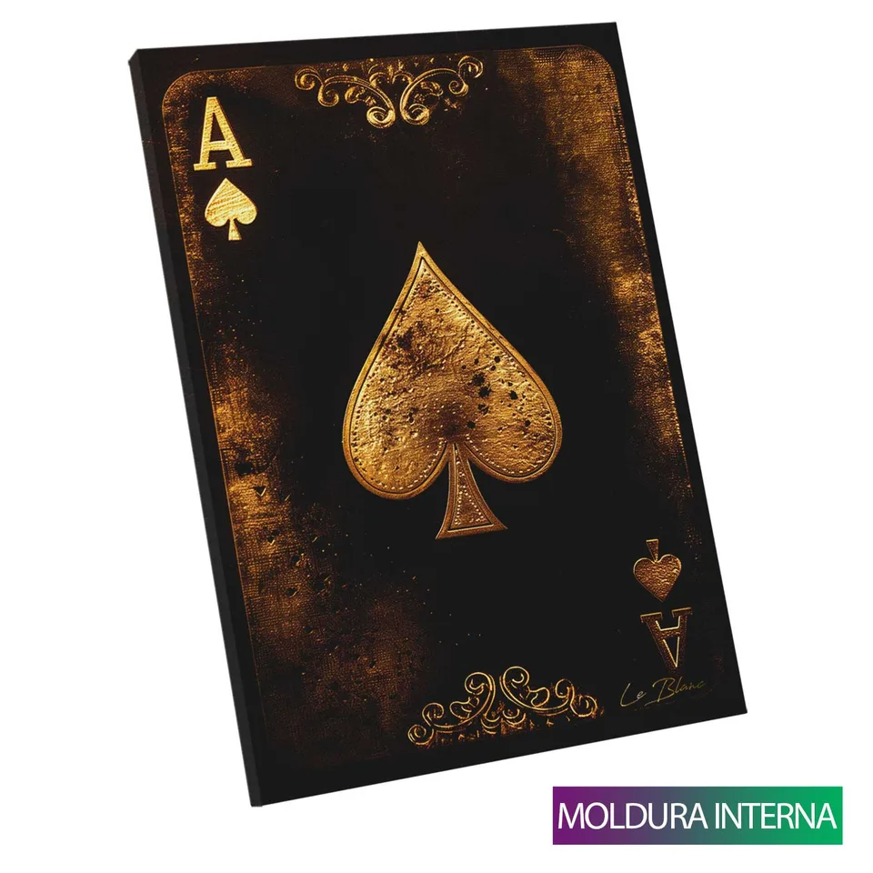 Quadro Espadilha Dourado — Moldura Interna, Médio 64x48