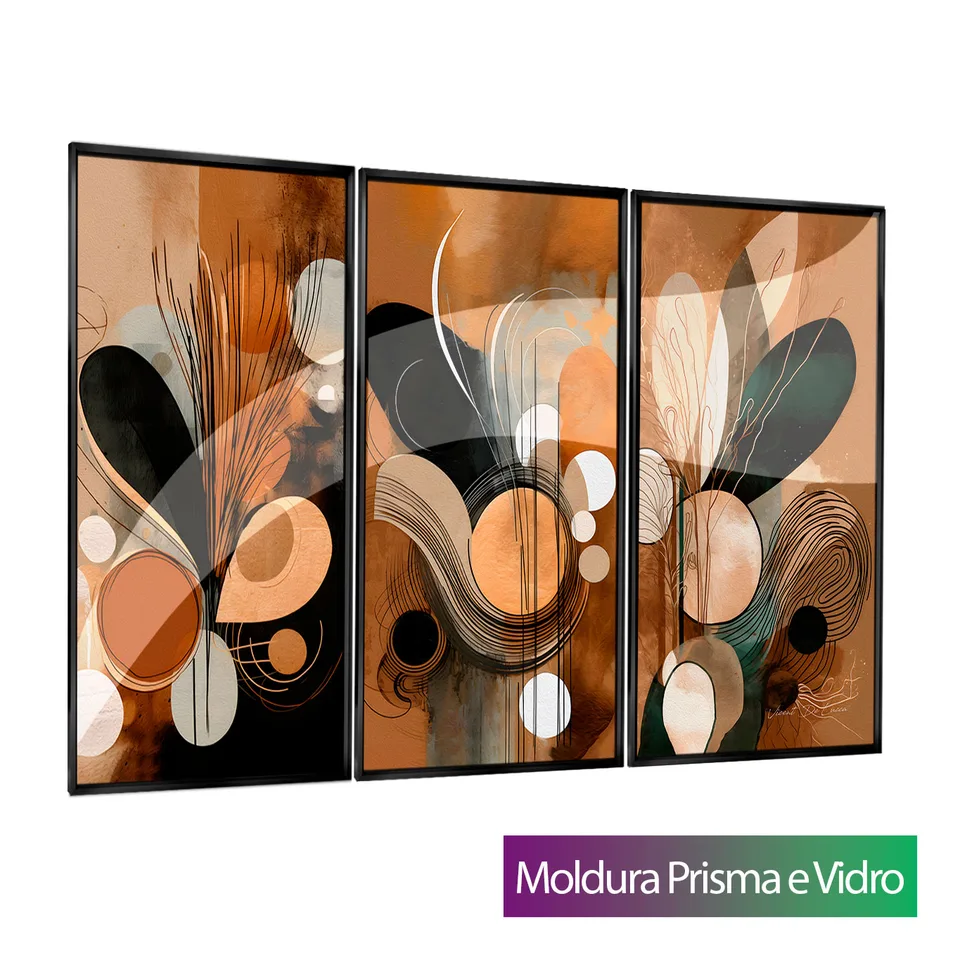 Quadro Boho Areia e Terra 3 Peças