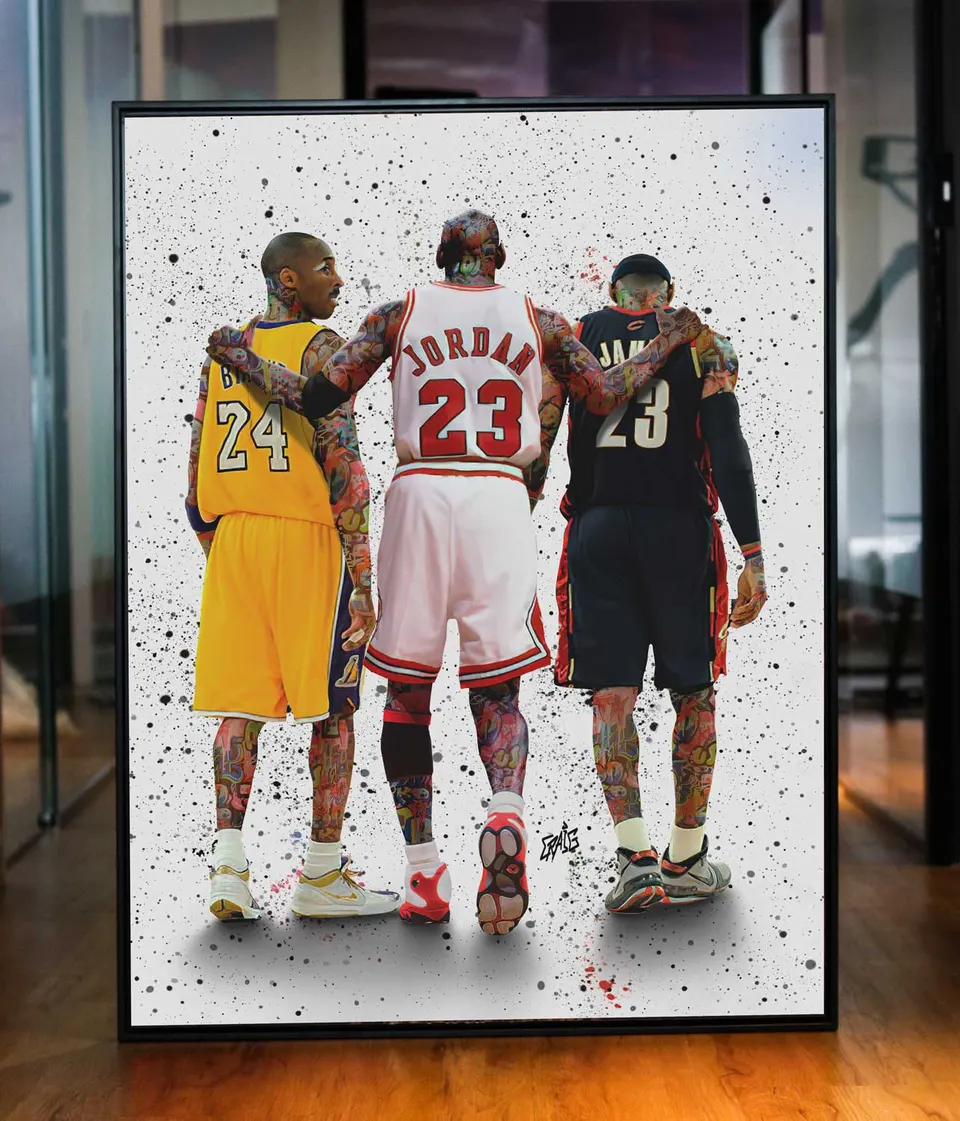 Quadro Decorativo Basquete As Lendas Jordan Brian James