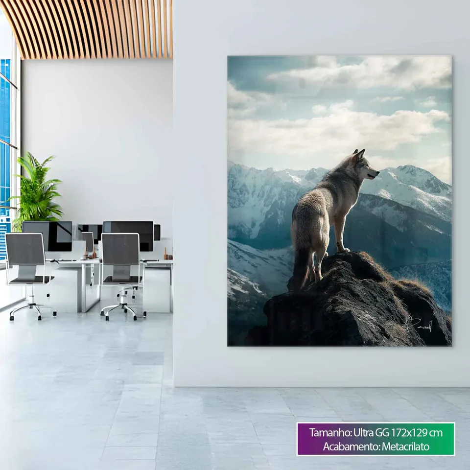 Quadro Lobo na Montanha