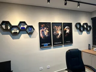 Quadro Disciplina, Execução e Foco Realista 3 Peças na casa de Carlos Henrique