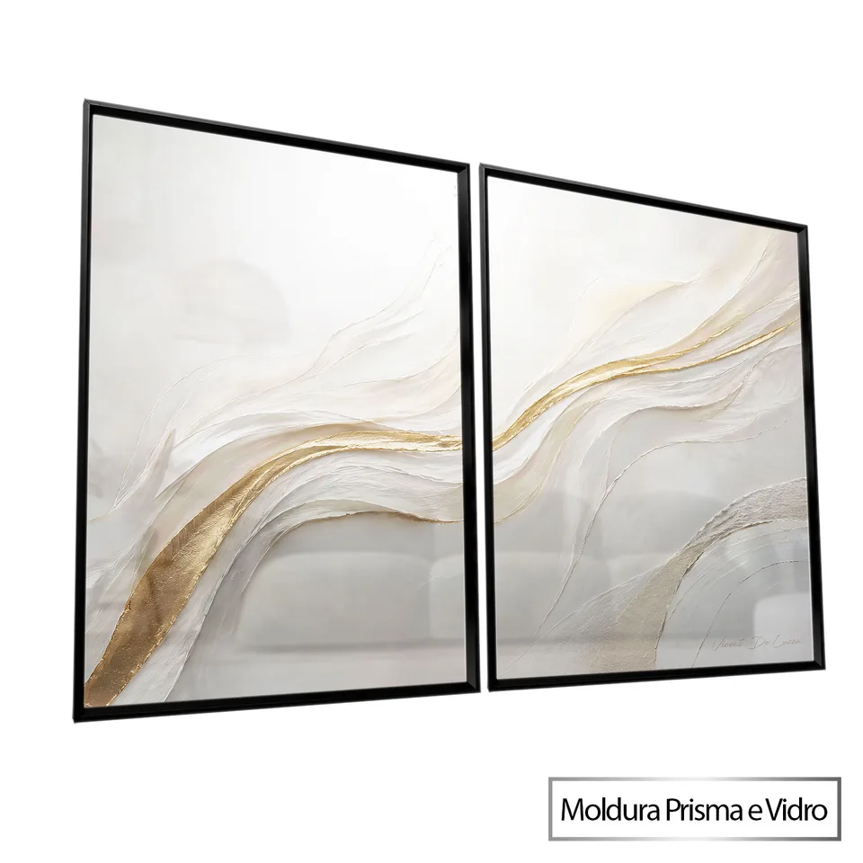 Quadro Abstrato Harmonia Dourada 2 Peças — foto 11