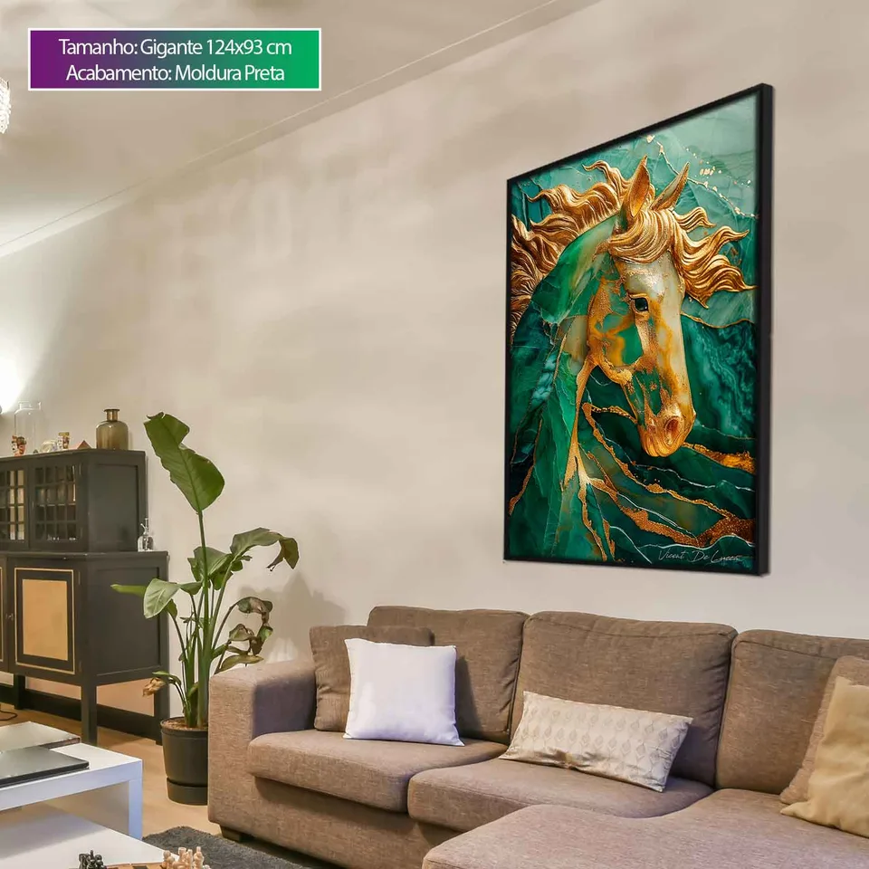 Quadro Cavalo Esmeralda com Ouro — foto 2