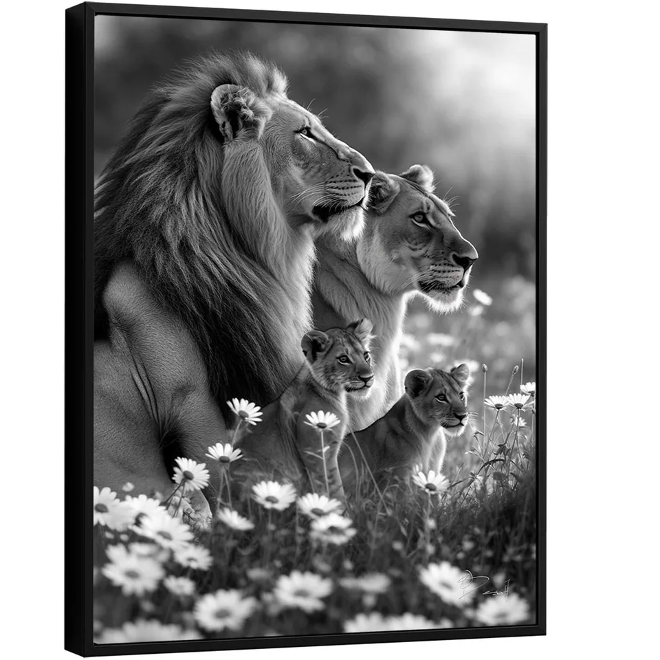 Quadro Família de Leões no Campo - Escritório de Contabilidade | QuadrosDecorativos.com