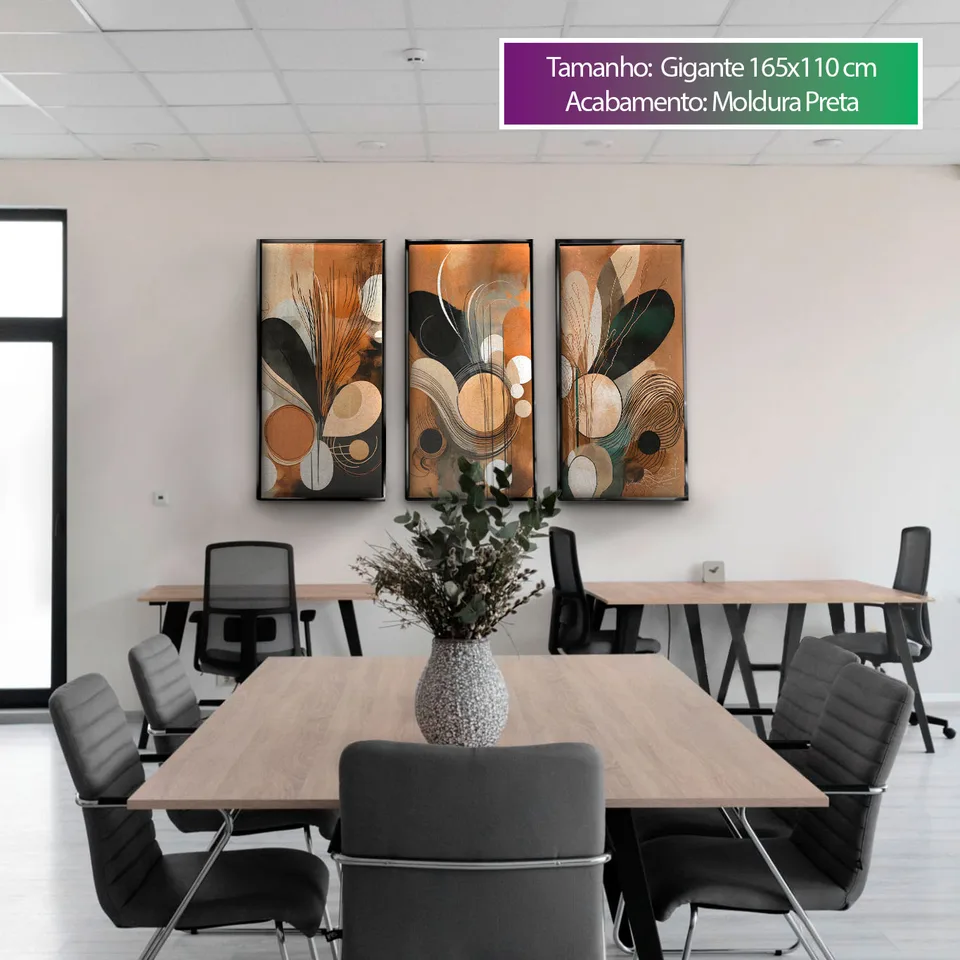 Quadro Boho Areia e Terra 3 Peças