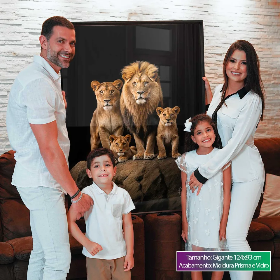 Quadro Família de Leões no Preto — foto 4