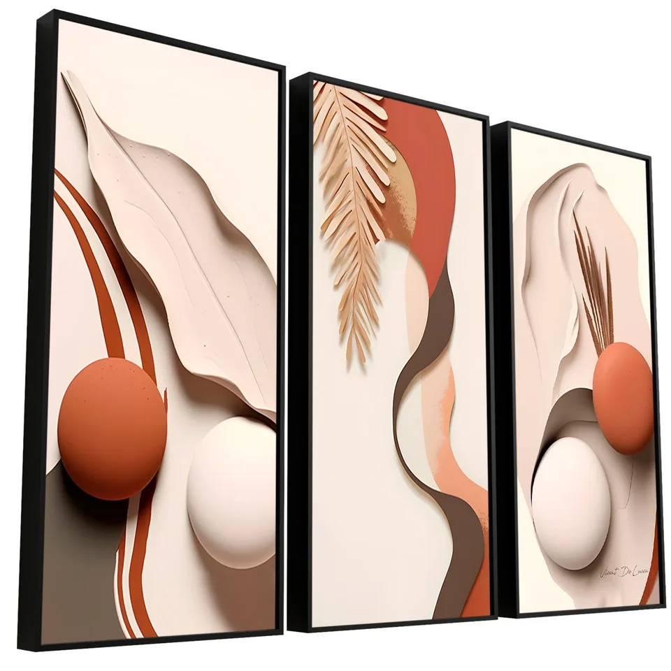 Quadro Boho Suavidades 3 Peças - Quadros Abstratos | QuadrosDecorativos.com