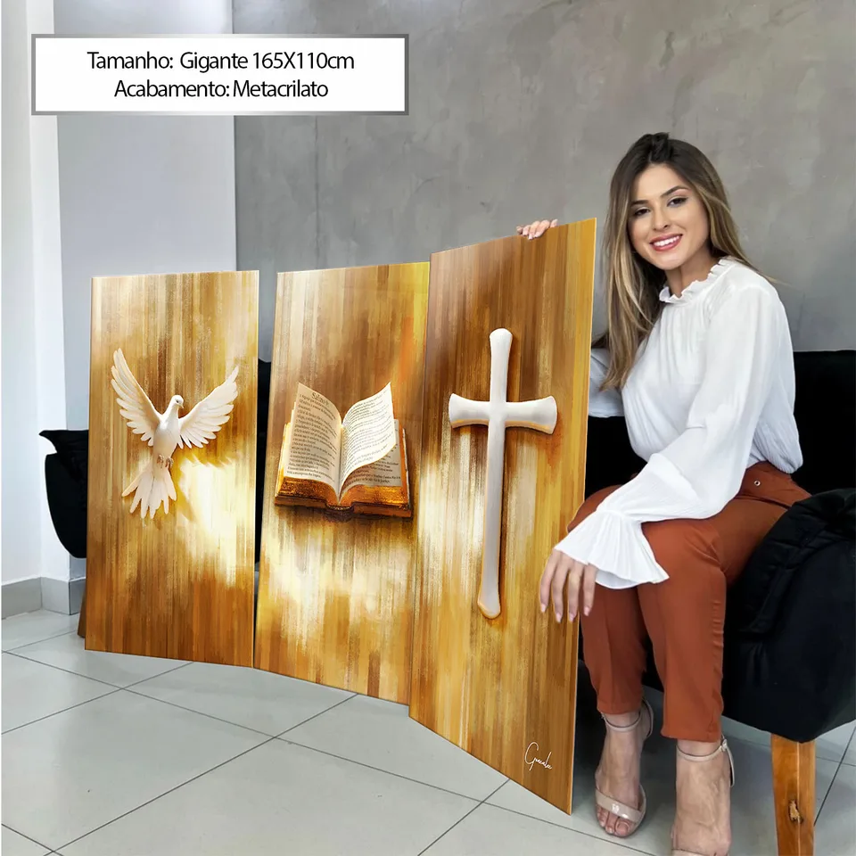 Quadro Símbolos de Fé 3 Peças
