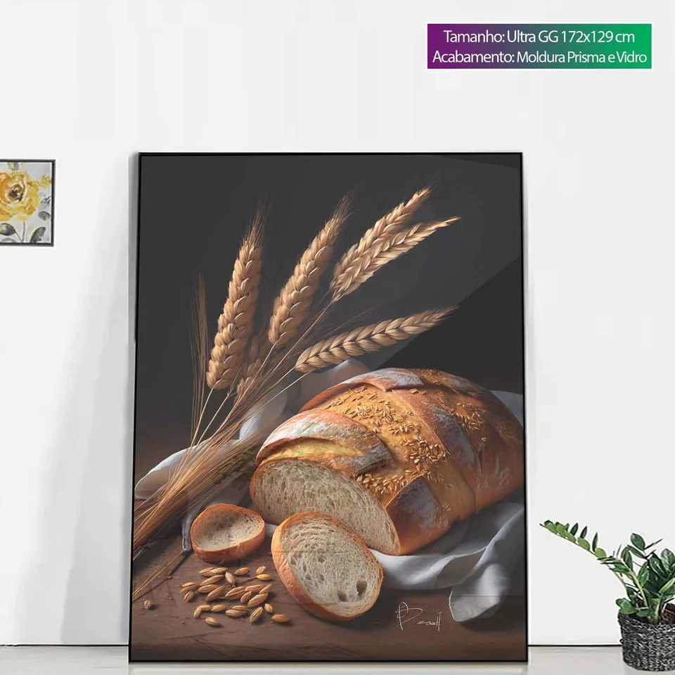 Quadro decorativo Pão e Trigo