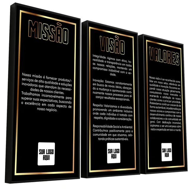 Personalize com Missão Visão e Valores da sua Empresa - Quadros de Motivação | QuadrosDecorativos.com