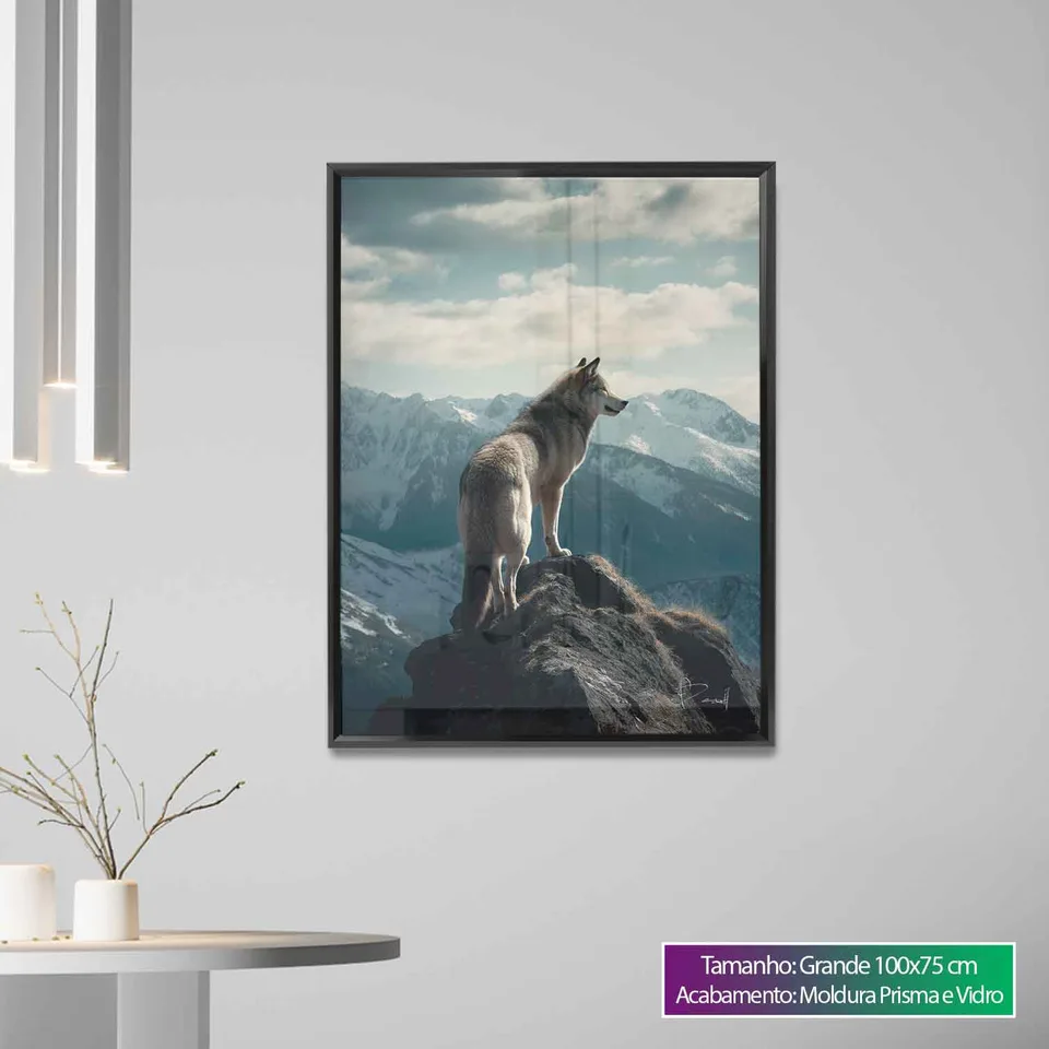Quadro Lobo na Montanha