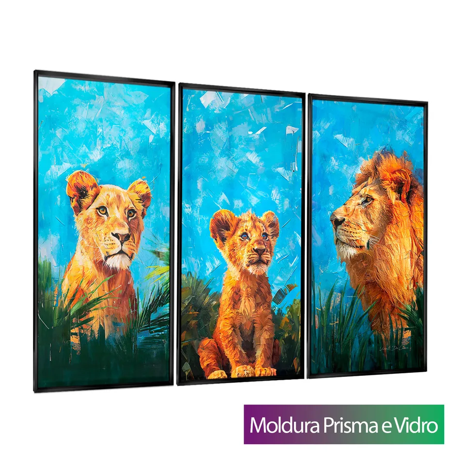 8846 Quadro Família de Leões Tropicais 3 Peças (12)