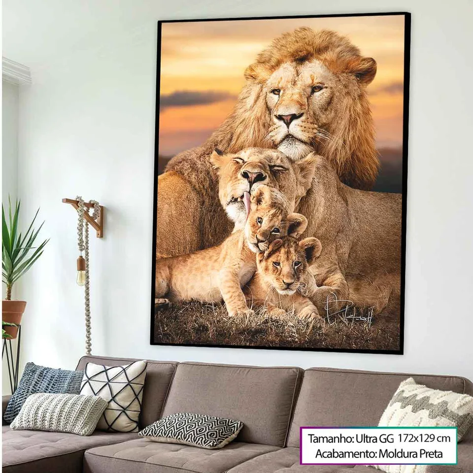 família safari Parede-Moldura-Preta