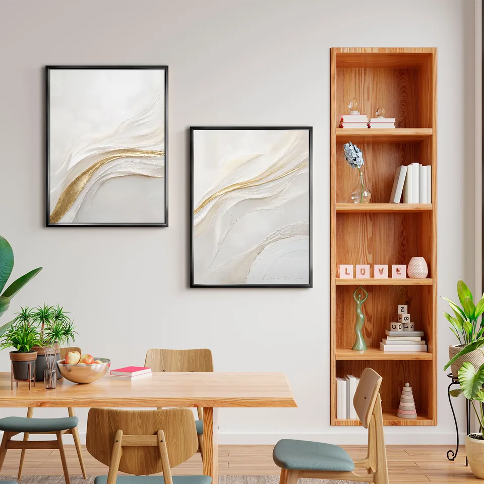 Quadro Abstrato Harmonia Dourada 2 Peças — foto 5