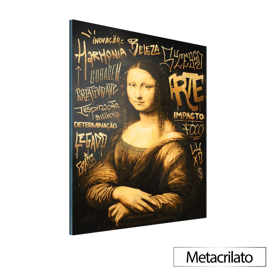 quadro monalisa grafite dourado — aspecto geral composição manifesto visual