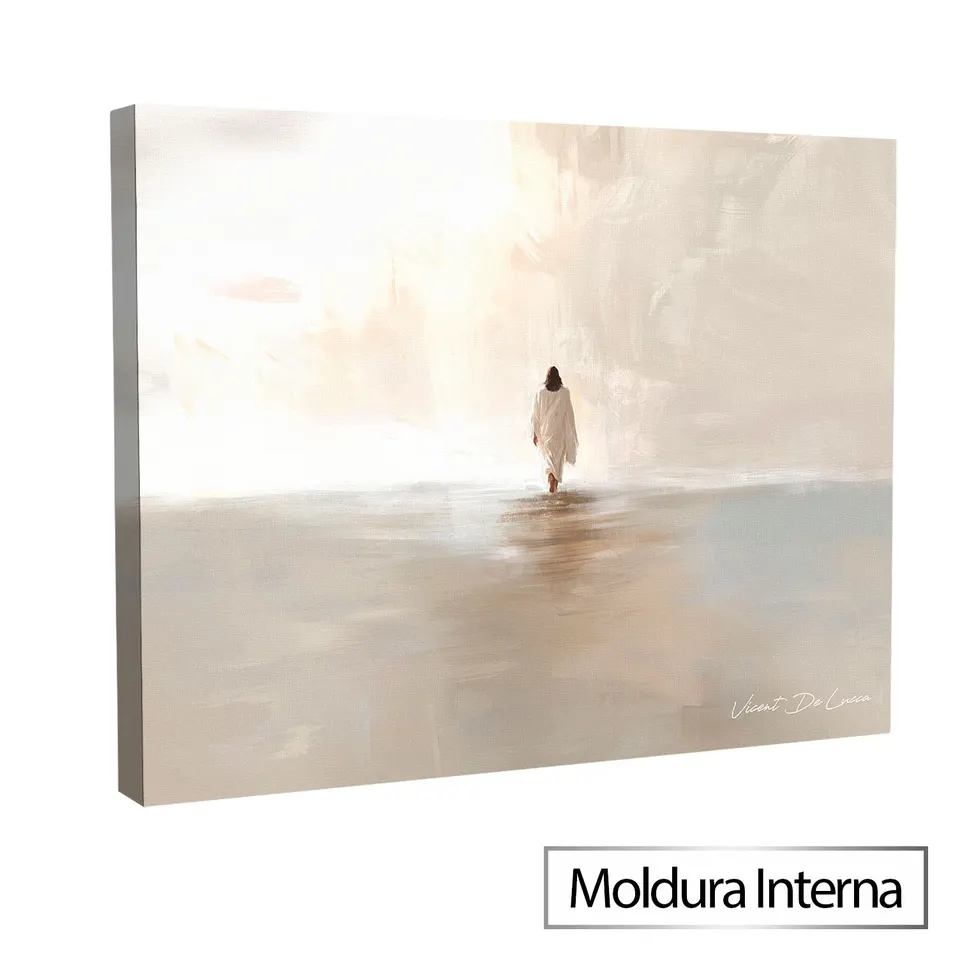 Quadro Jesus Sobre as Águas - Coleção Minimalista com Moldura Interna