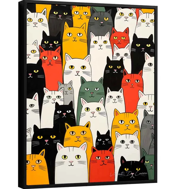 Quadro Gatos Coloridos - Quadros para Consultório de Psicologia | QuadrosDecorativos.com