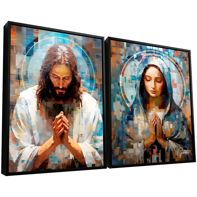 Quadro Jesus e Maria Grid Art 2 Peças - BF 50 Quadros | QuadrosDecorativos.com