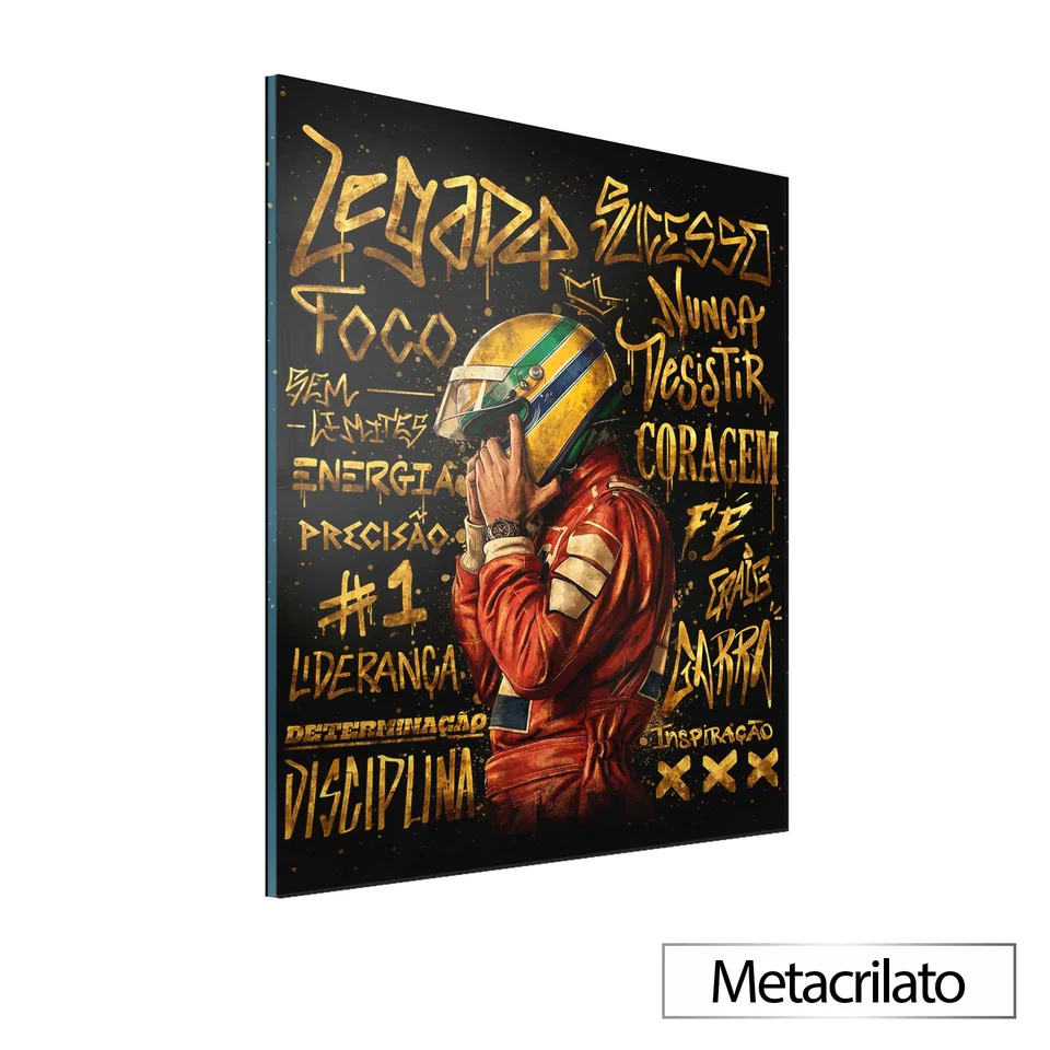 Quadro Herói das Pistas Grafite Dourado