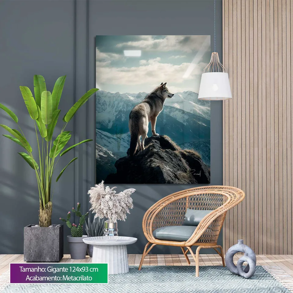 Quadro Lobo na Montanha
