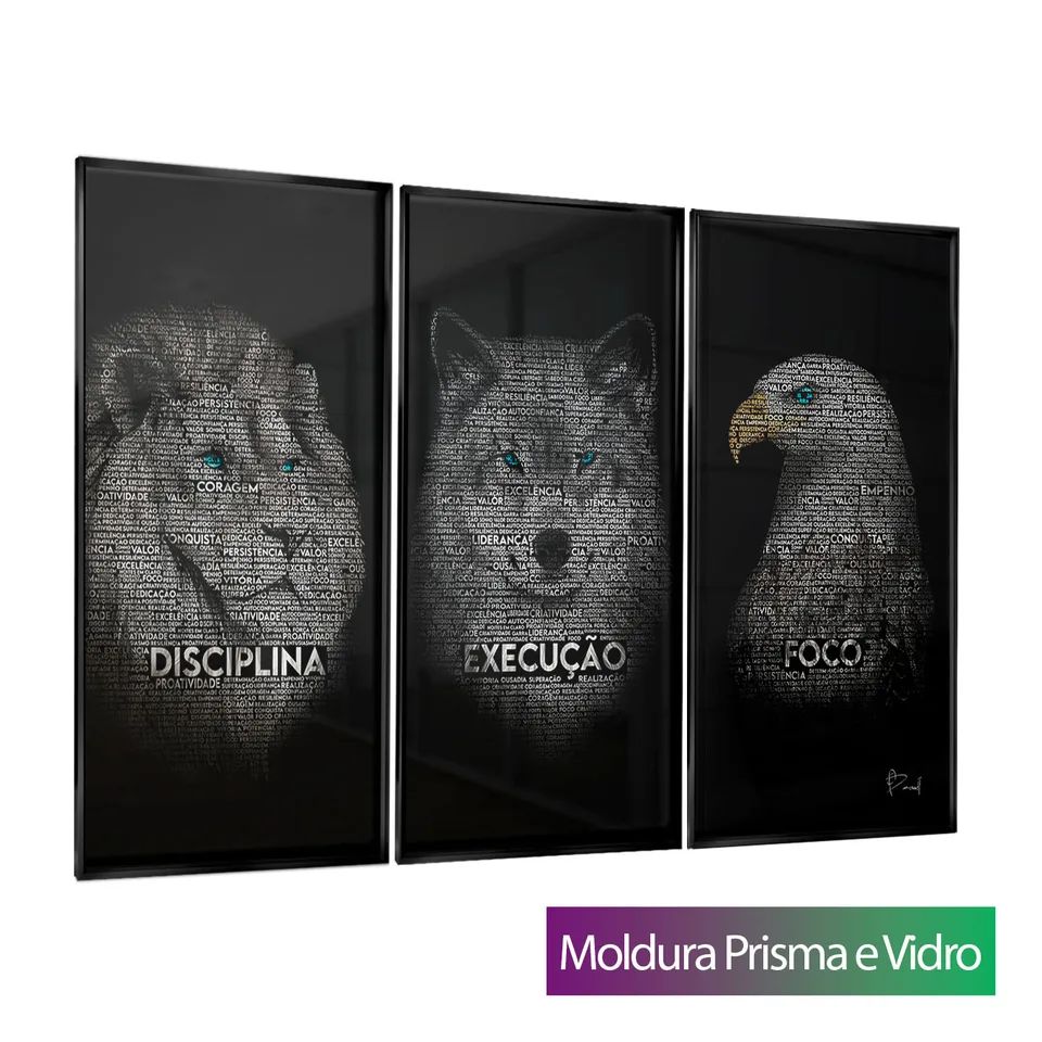 8983 Quadro Quadro Disciplina, Execução e Foco Word Art 3 Peças (10)