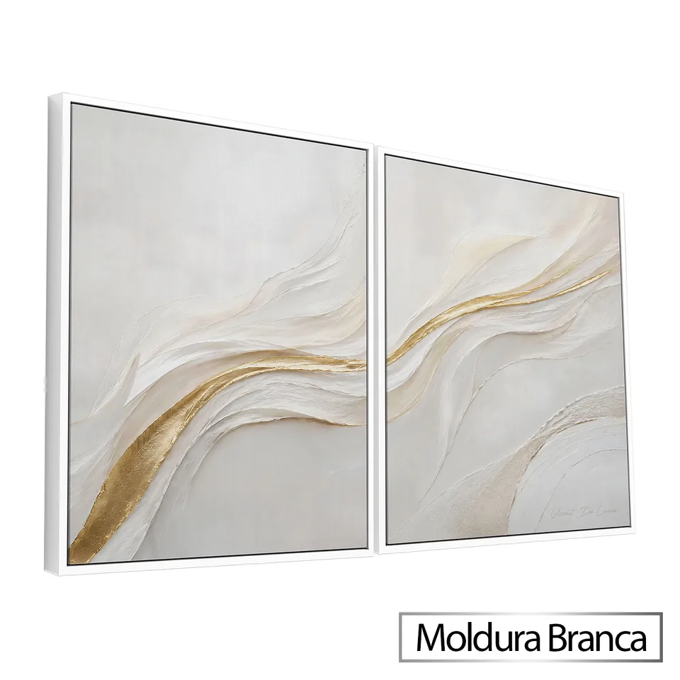 Quadro Abstrato Harmonia Dourada 2 Peças — foto 12