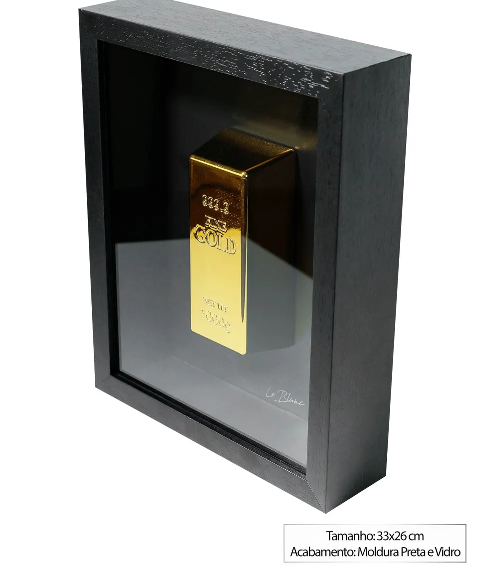 The Golden Bar Of Abundance com tamanho e acabamento em fundo branco
