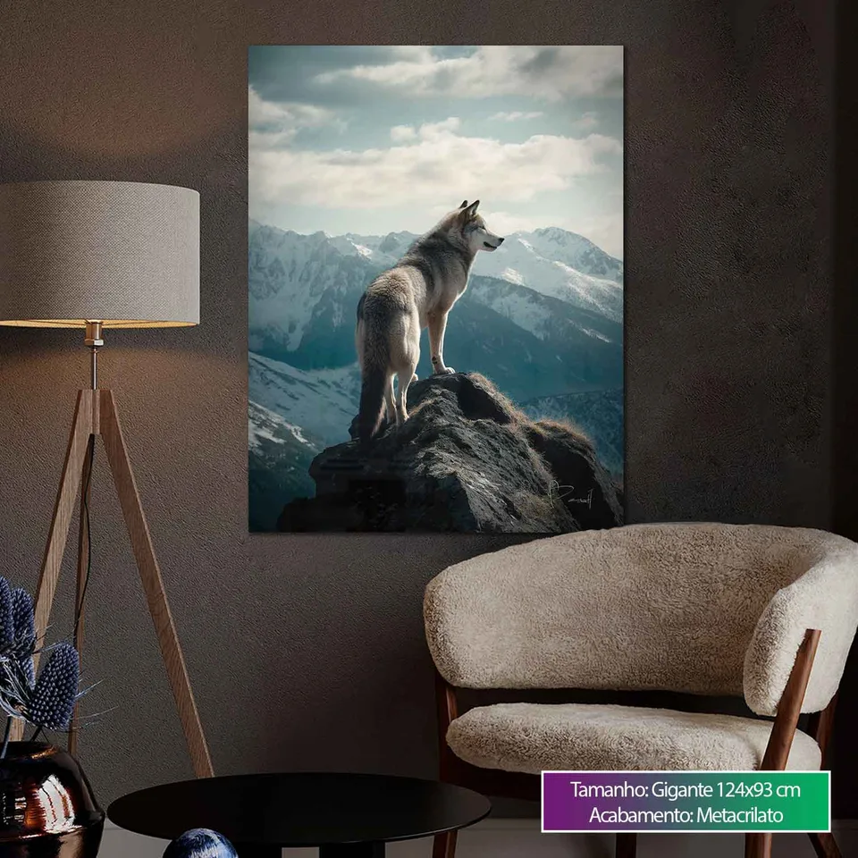 Quadro Lobo na Montanha