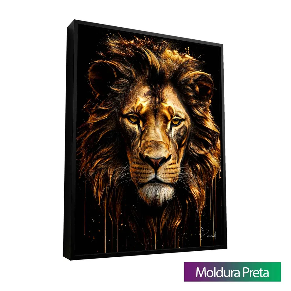 Quadro Leão Molten Gold