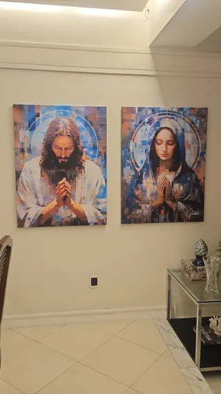 Quadro Jesus e Maria Grid Art 2 Peças na casa de Jose