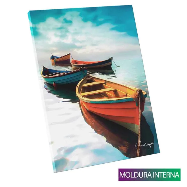 Quadro Barcos Coloridos — Moldura Interna, Médio 64x48