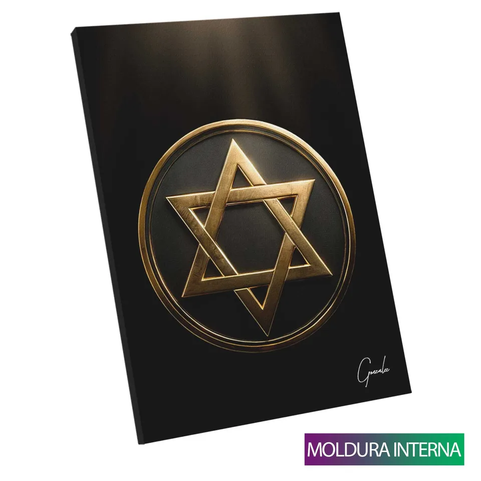 Quadro Medalhão Estrela de Davi — Moldura Interna, Médio 64x48