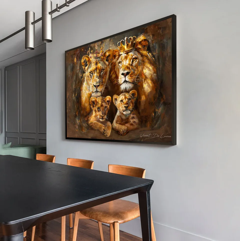 Quadro Família de Leões Imperiais na sala de jantar