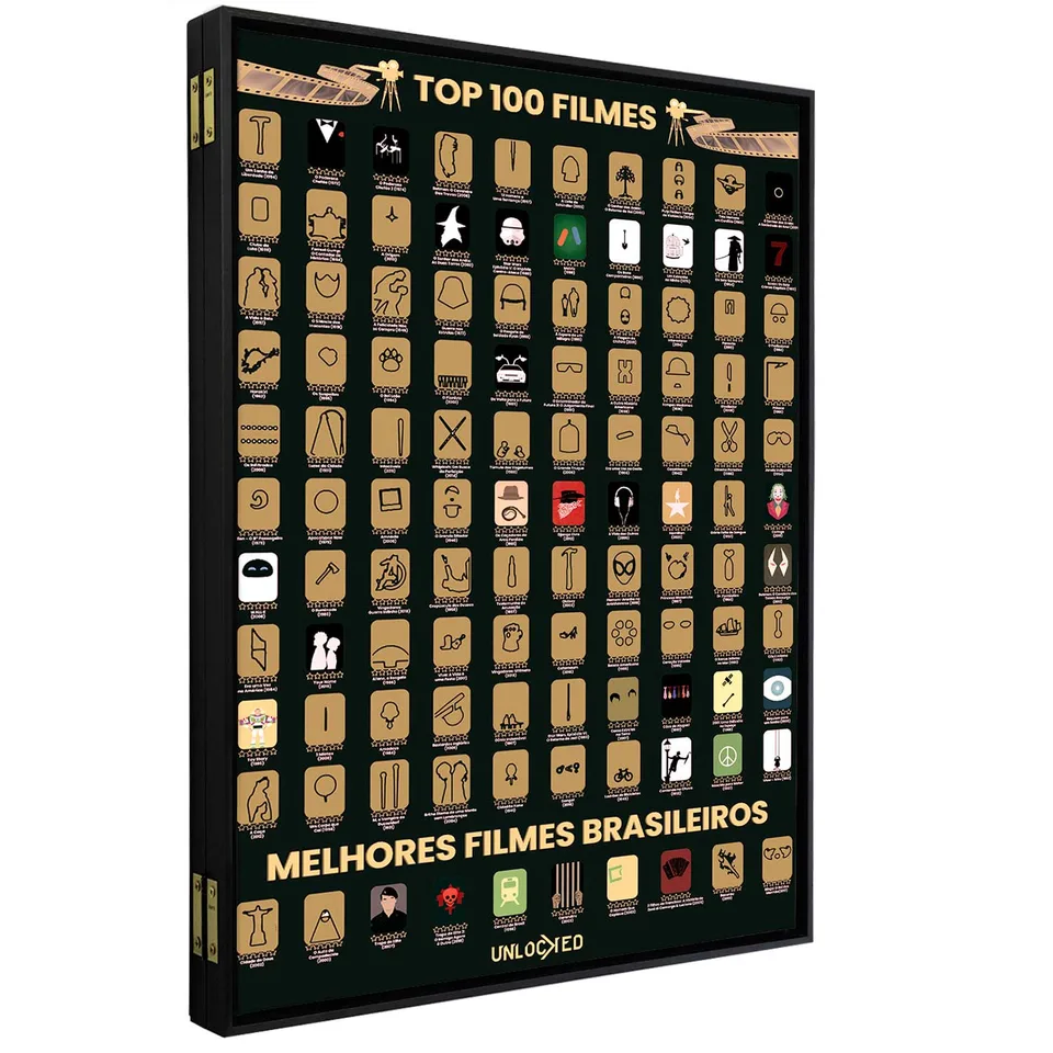 Quadro Para Esconder Caixa de Luz - TOP 100 Filmes - Mapa de Raspar | QuadrosDecorativos.com