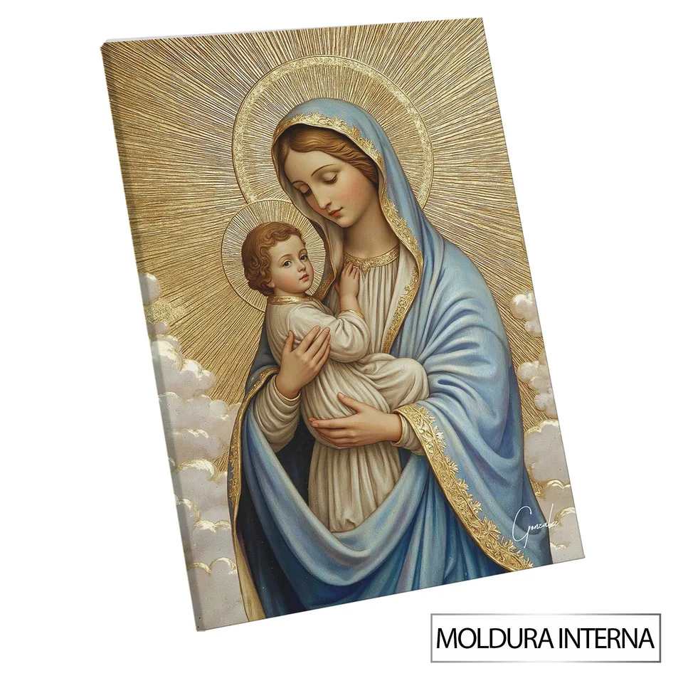 Quadro O Amor Materno de Maria — Moldura Interna, Médio 64x48