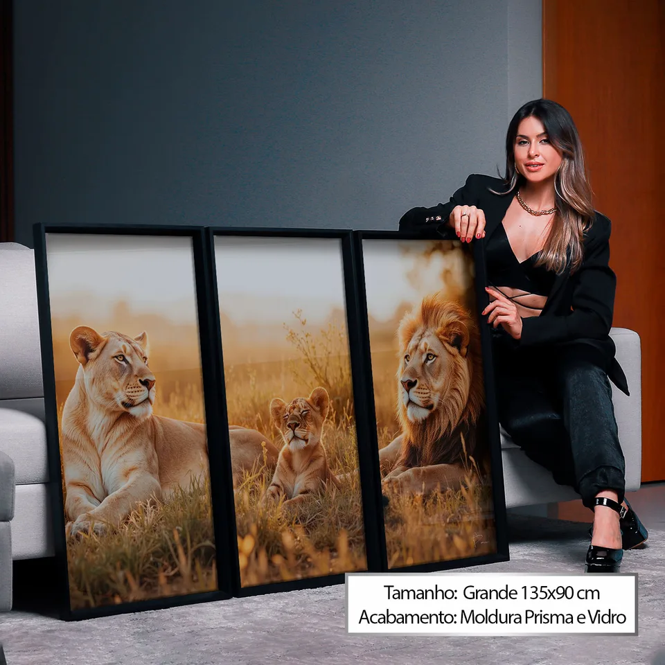 quadro repouso dos leões — perspectiva frontal dos três painéis completos